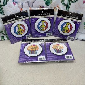 Dimensions Counted Cross Stitch - Rainbow Peace and Sweet Cupcake Kits - NWT